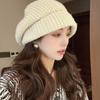 Wool Knitted Beret Hat Women's Autumn Winter Japanese Simple Painter Hats Big Head Circumference Hairline Caps
