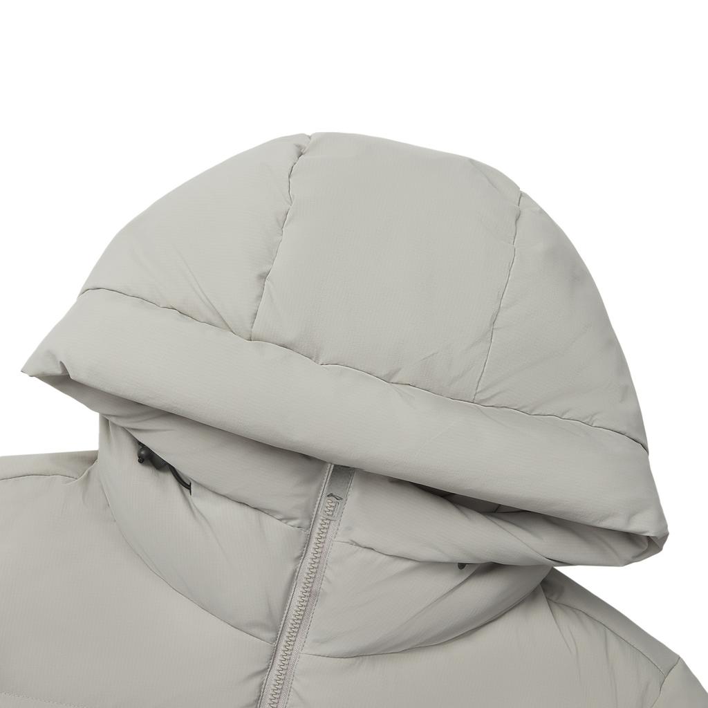 Li Ning Fitness Series Letter Zipper Hooded Short Sleeve Down Jacket Men Jackets Stone-Grey AYMU701-2