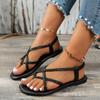 Fashion Women's Braided Flat Sandals Casual Clip Toe Summer Shoes Lightweight Elastic Band Sandals Gold Silver Footwear