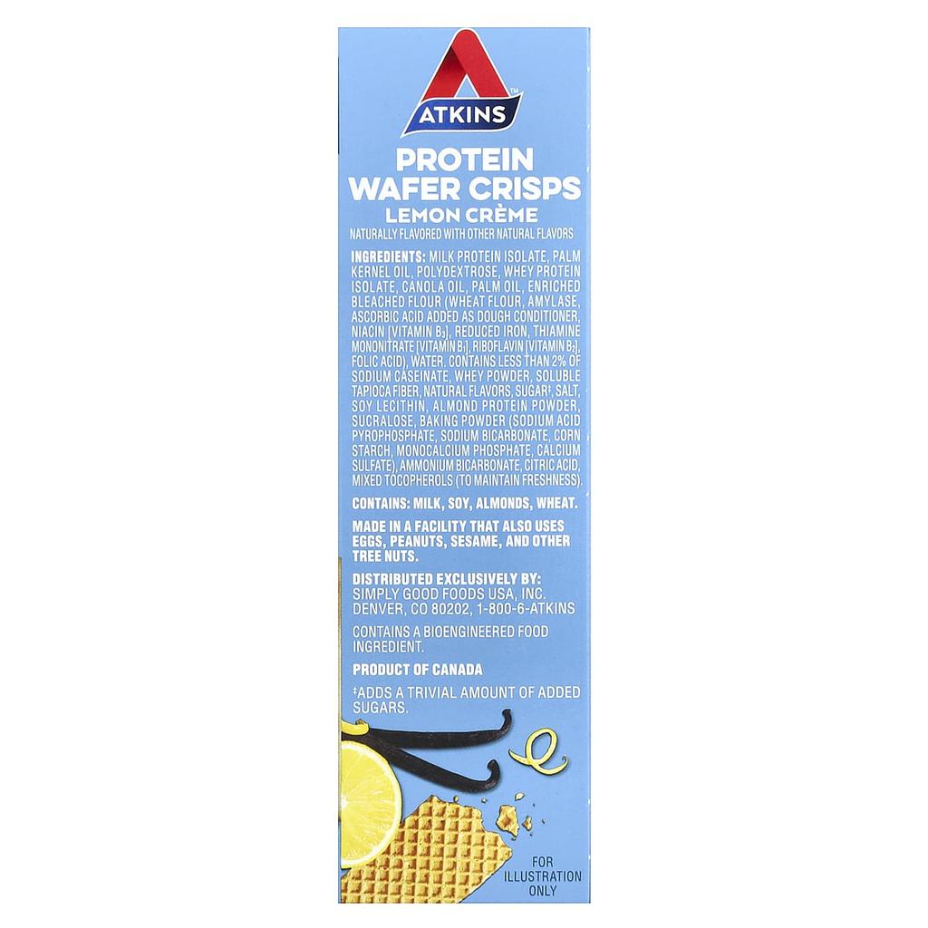 Atkins Anytime Snack, Protein Wafer Crisp, Lemon Cream, 5 Bars, 36 G (1.27 Oz) Each