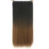 MERISIHAIR Women Long Straight Hair Extensions Wig 5 Clips Head Hairpieces Synthetic Fiber Natural Black Grey Ombre Color