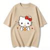 Летние футболки с принтом Hello Kitty для женщин, короткий рукав, 100% хлопок, семейные matching-наряды, топы, модные Y2k