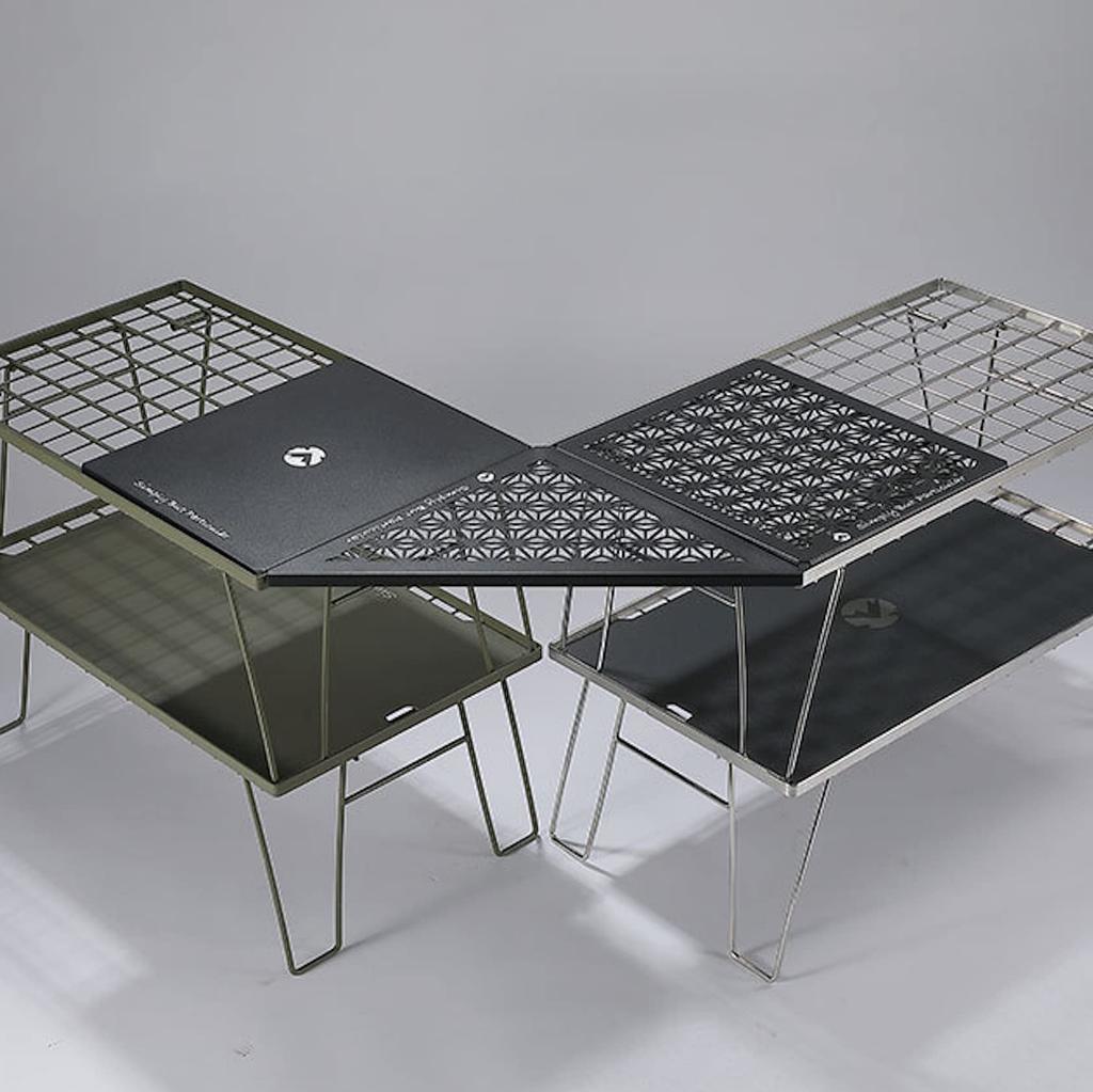 CAMPING MOON Field Rack Corner Extensions for Connecting Aluminum Tops, Set of 2, Black, Black Gear, T-2306-C-2P