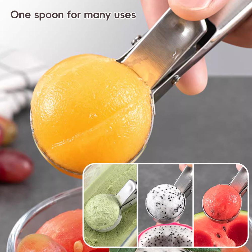 Stainless Steel Spring Loaded Ice Cream Scoop Professional Gelato Scoop Melon Baller Cookie Scoop Ice Cream Server Anti-Drip Ice Cream Tool