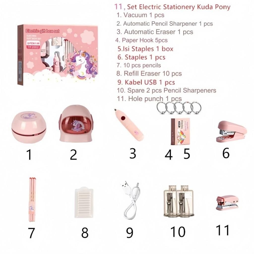 Электронный канцелярский набор вакуумная точилка для карандашей ластик 11 в 1 / Электронный канцелярский набор обучающий подарок для девочек