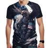 Summer Round Neck 3D American Eagle Pattern Print Top Fashionable Casual Short Sleeved Men's T-shirts