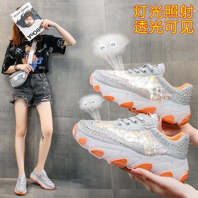 Модные женские кроссовки на платформе 2024 года, повседневные спортивные кроссовки со стразами и пайетками на шнуровке, женские дышащие кроссовки Zapatos Mujer