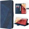 Case for Xiaomi Redmi Note 13 Pro 4G (not for 5G) Navy Blue Embossed PU Leather + 2 Tempered Glasses