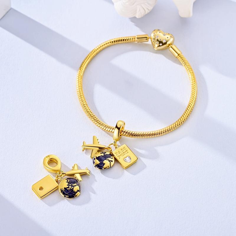 Роскошный медный золотой хамелеон, подвеска-шарм, подходит для оригинального браслета, персиковое сердце, розовые бусины, женские ювелирные аксессуары