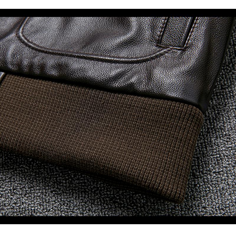 Air Force Flight Jacket Fur Collar Genuine Top Layer Cow Leather Jacket Men Black Brown Cow Coat Men's Winter Jacket