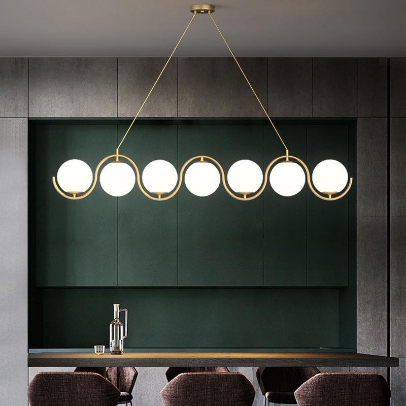 Nordic White Glass Ball Chandelier for Living and Dining Rooms