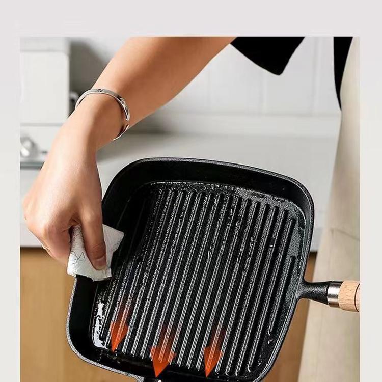 Бытовая сковорода для стейков, специально для жарки стейков, чугунная полоска, без покрытия, утолщенная, без пятен, индукционная плита для стейков