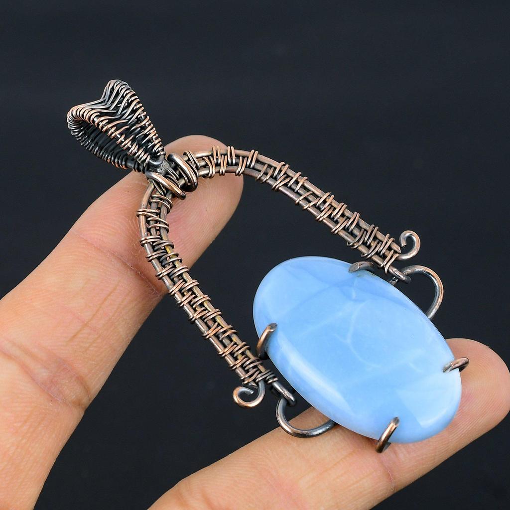 Owyhee Opal Pendant, 999 Copper Wire Wrapped Jewelry, Gemstone Pendant, Gift For Her Handmade Dainty Jewelry