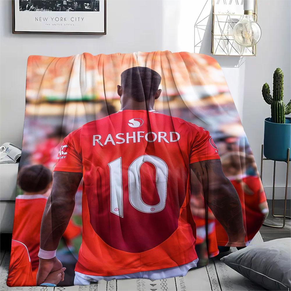 Rashford Printed Flannel Blanket, soft throw for bedroom sofa, washable, Christmas present, great gift.