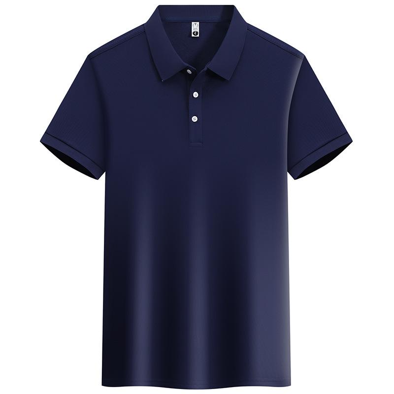 Summer Men's Short-sleeved Polo Shirt, Simple Business Casual Solid Color Lapel T-shirt, Ice Silk, Breathable and Versatile