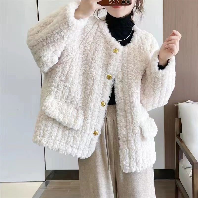 Xiaoxiangfeng утолщенное овечье шерстяное пальто женское осень и зима новый иностранный стиль знаменитый мех интегрированный топ