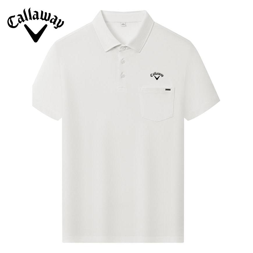 Callaway 2025 Летняя вышитая рубашка-поло для гольфа, бизнеса, отдыха, спорта, стиля, жидкого аммиака, бисера из хлопка с улучшенным блеском