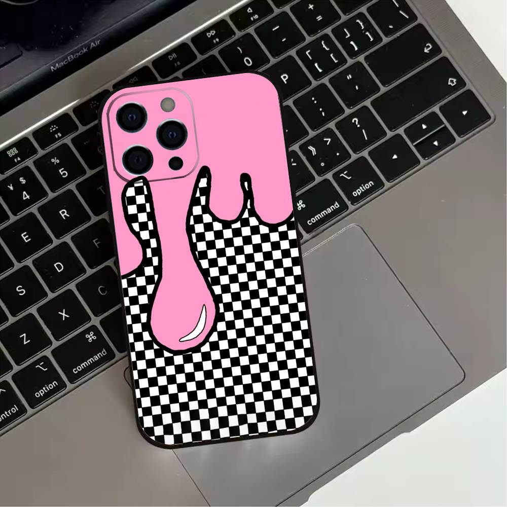 Шахматная доска в клетку Чехол для телефона для iPhone 17,16,15,14,13,12,11 Plus,Pro Max,XS,Мягкий силиконовый черный чехол