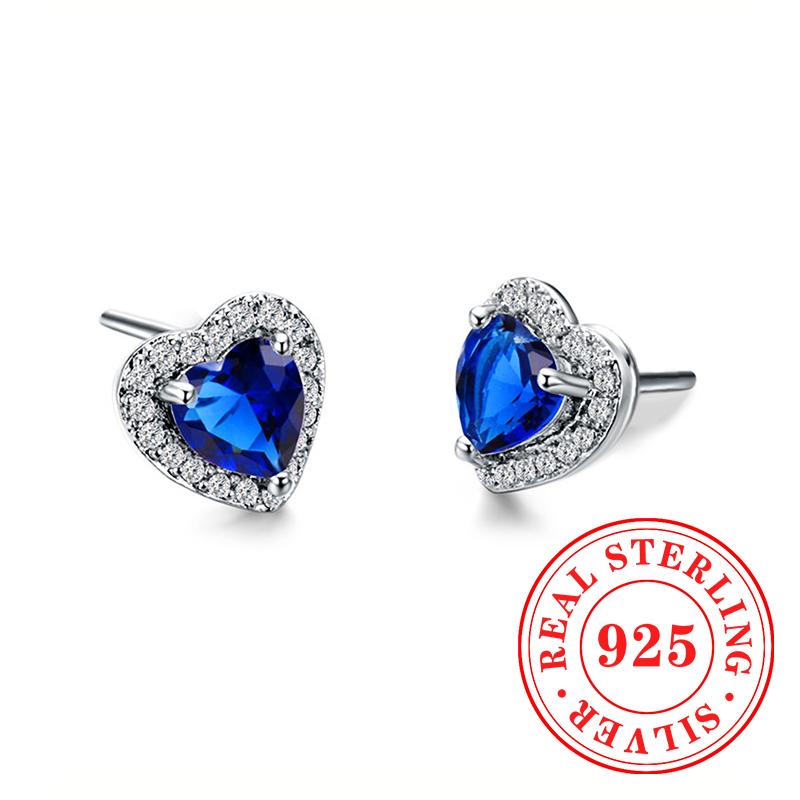 Sweet Shiny White CZ Heart Pierced Earrings for Girls Sterling Silver Cute Pet Paw Prints Jewelry Daily Party Jewelry