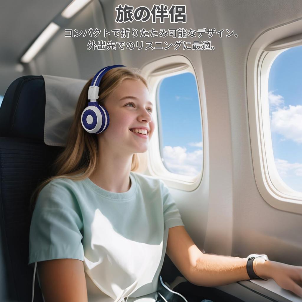 SIMOLIO Kids Headphones with Bluetooth Microphone and Shared Volume Hearing Suitable for Children and Foldable Design 5.0, Port, 3-Level Limit,