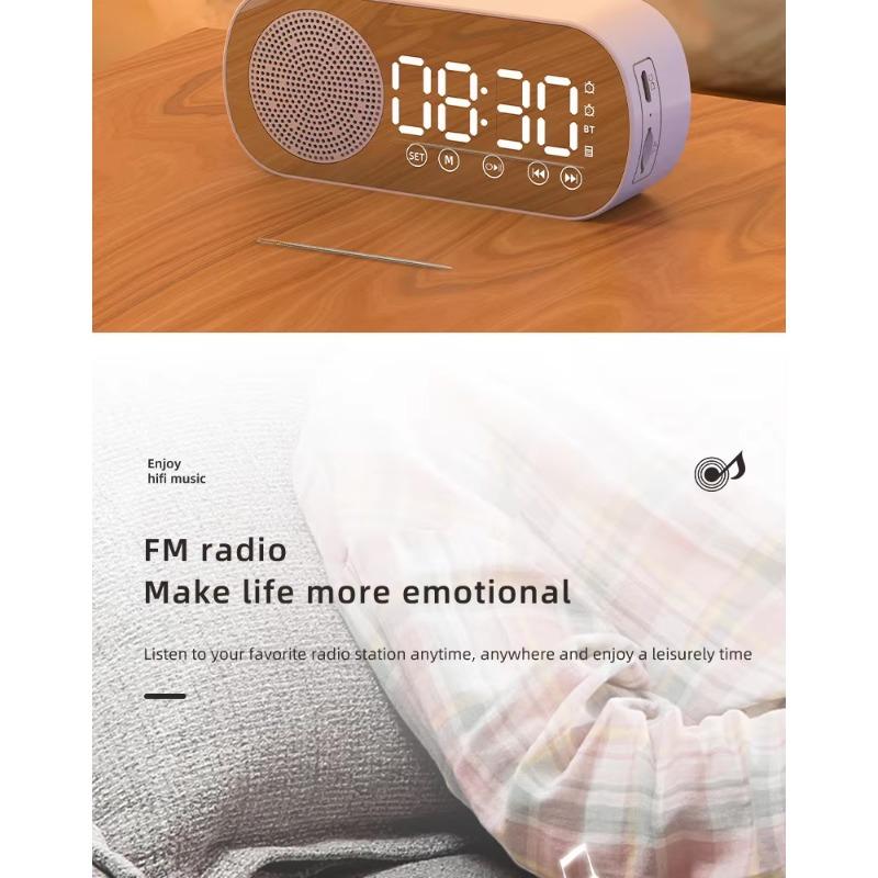 Bluetooth Speaker Wireless Outdoor Waterproof Portable Speaker Bluetooth AUX FM Player Clock Temperature Display Stereo Boom Home Party Favors