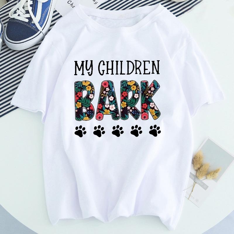 Women Dog Paw Print Short Sleeve Fashion Printed Summer Lady Womens Clothing Tops T-Shirt Shirt Tees Female T Shirt