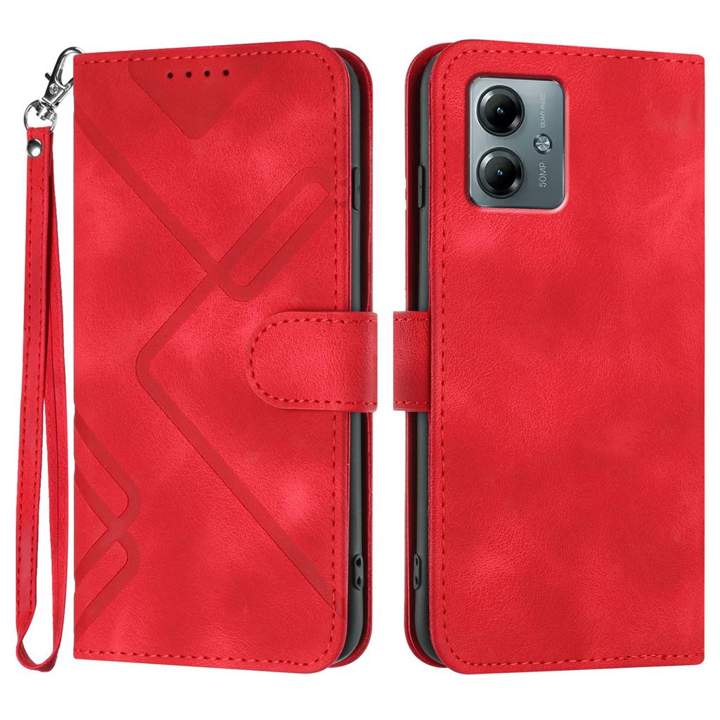 For Motorola Moto G Power (2025)/Motorola Moto G Play (2025) 5G Wallet Case Line Imprinted PU Leather Phone Cover with Strap