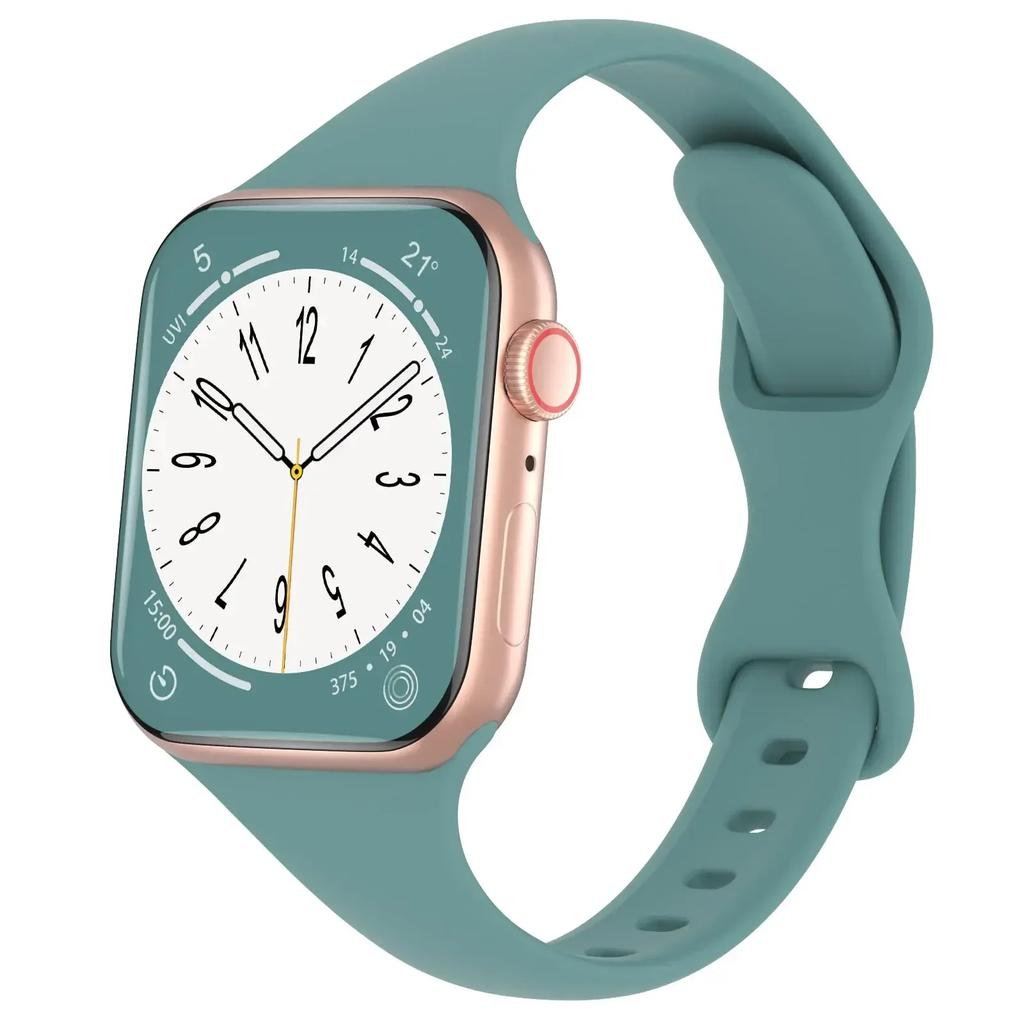 Тонкий силиконовый ремешок для Apple Watch 40 мм 44 мм 45 мм 41 мм 38 мм 42 мм однотонный ремешок-браслет для IWatch Series 1 2 3 4 5 6 SE 7