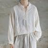 Осенние свободные рубашки с длинными рукавами из хлопка и льна на пуговицах нерегулярной формы