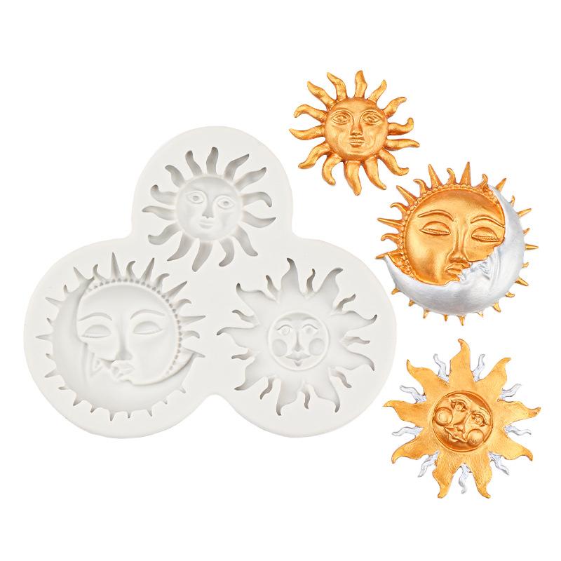 Силиконовая форма для мастики Солнце Луна Лицо DIY Инструмент для украшения торта Сахарная паста Шоколад Глина Форма для гампасты Инструмент для выпечки кексов