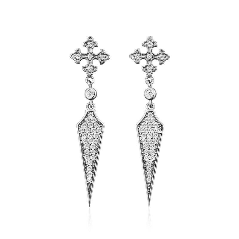 Серьги-гвоздики из золота и серебра для женщин, винтажные, с фианитами и цирконами, необычные, длинные, серьги-подвески, ювелирные изделия, серьги для девочек, оптовая продажа