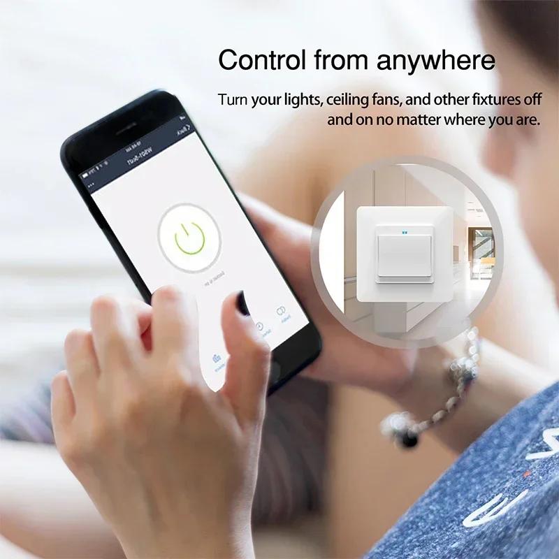 Customized Tuya WiFi Smart Wall Light Switch Outlet, APP Wireless Control Push Button Switch EU UK Wall Socket Alexa Google Home