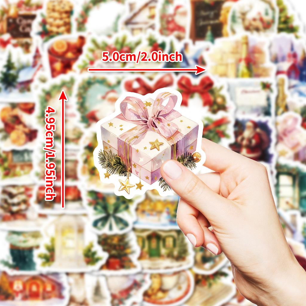 50 шт. Винтажные рождественские наклейки - Уютные праздничные наклейки для журналов, багажа, подарков