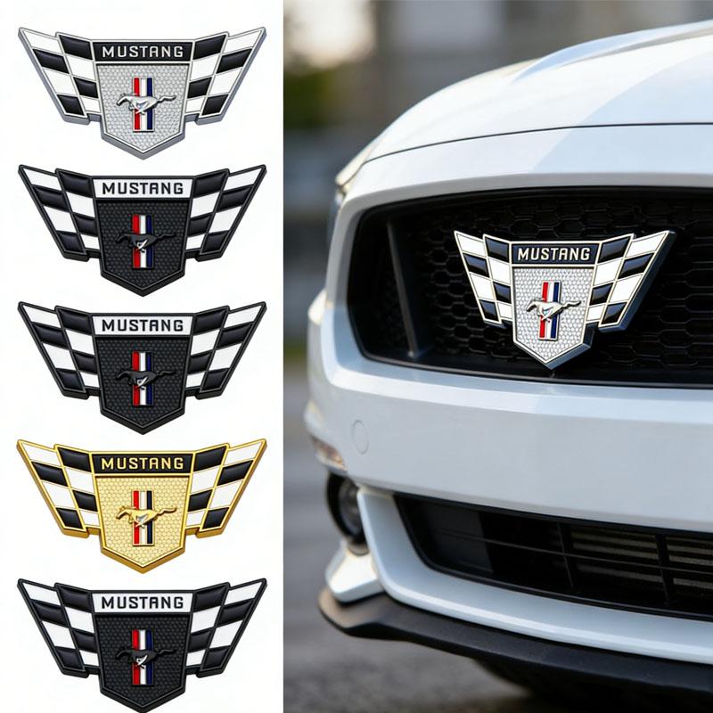 XJGE5 1pc 6.5x3.4cm Metal Car Horse Badge Trunk Sticker for Ford Mustang 2.3T Shelby GT350 GT500 GT 2015-2017 Rear Logo Emblems