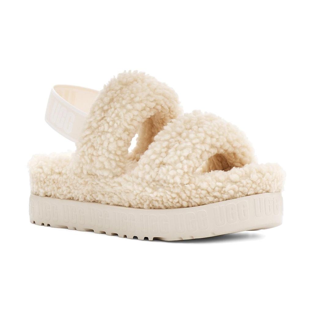 UGG Oh Fluffita замшевые уличные сандалии с открытым носком на плоской подошве с мехом женские сандалии натуральные 1120876-NAT