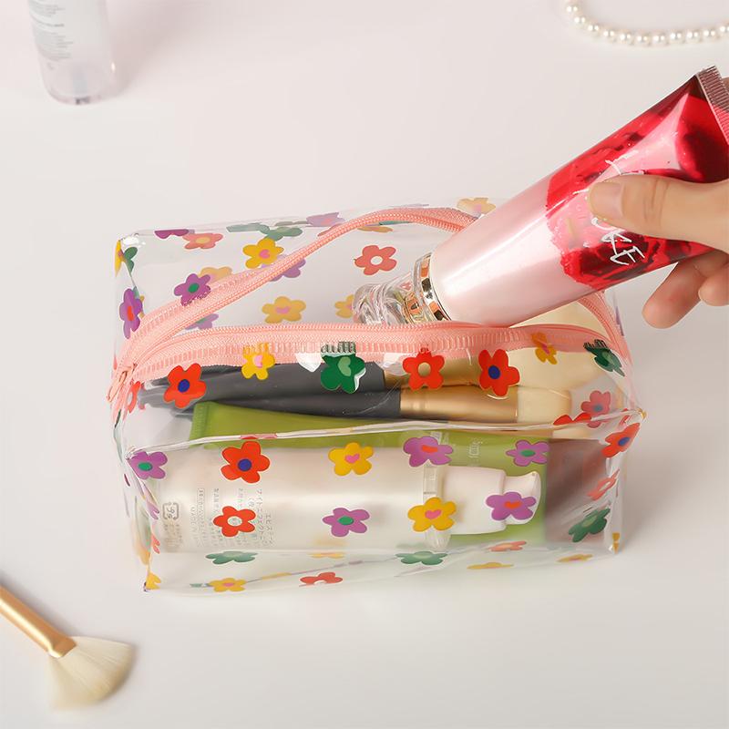 Portable Transparent Makeup Bag Zippered PVC Cosmetic Pouch for Women Travel Toiletry Storage Bag