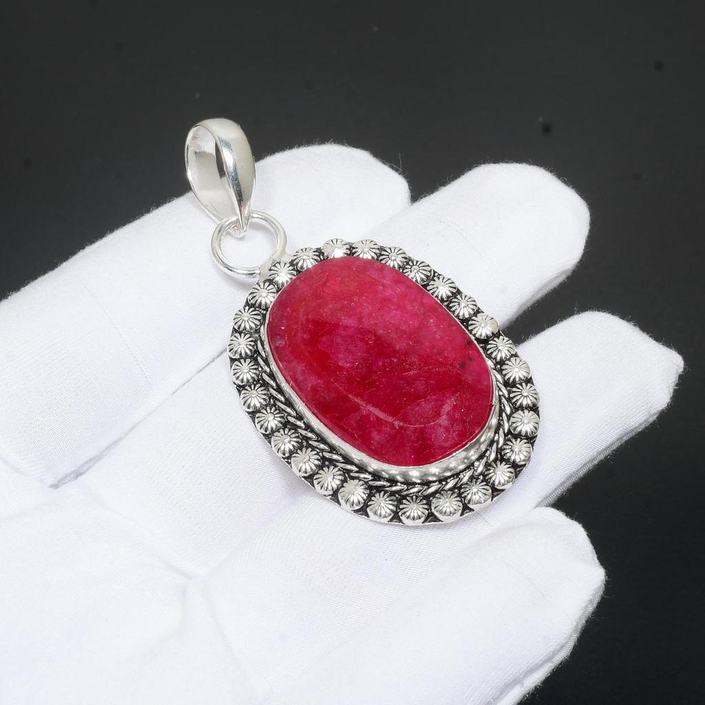 Ruby Gemstone Handmade 925 Sterling Silver Jewelry Pendant Designer Pendant Jewelry Ruby Gemstone Pendant For Gift