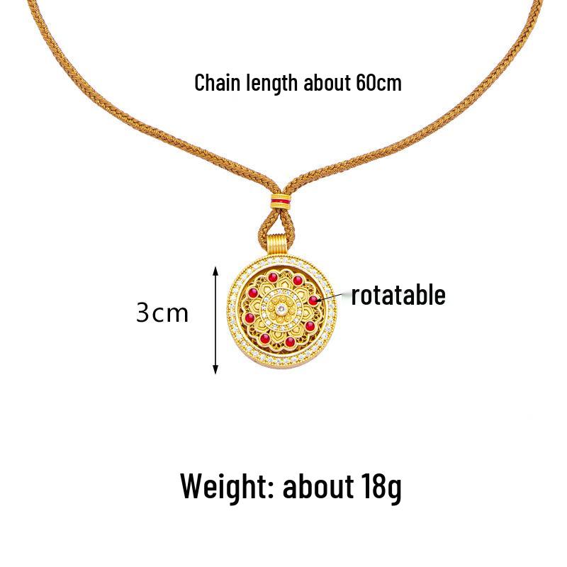 Винтажный кулон-жетон из песочного золота Вьетнама с вращающейся вставкой с бриллиантом - Не тускнеющие, долговечные украшения