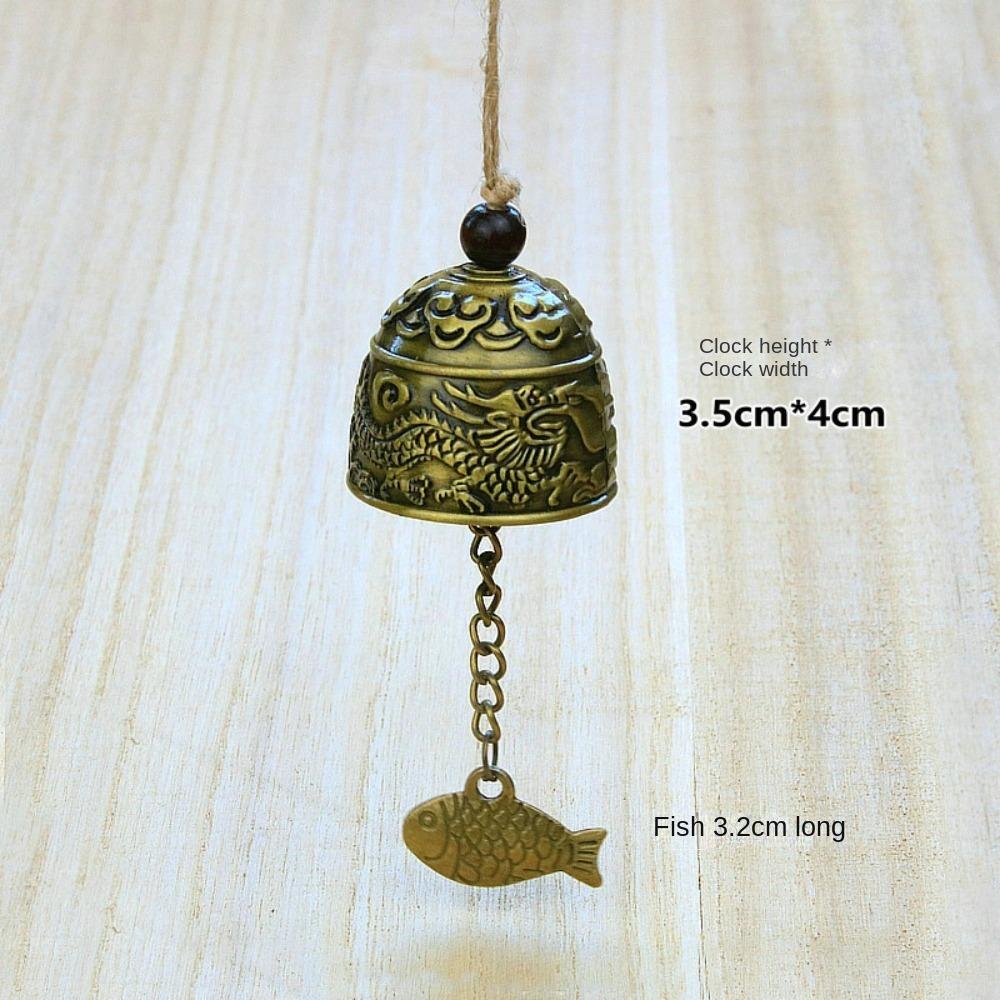 New Auspicious Wind Chime Dragon and Fish Patterned Handmade Pendant Temple Wind Bell Decoration Retro Wall Hanging Bell