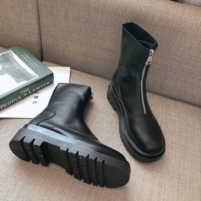 Элегантные туфли на среднем каблуке Тренд 2025 Женские короткие туфли Новинка Ботильоны для женщин по акции Высокое качество Модные зимние ботильоны