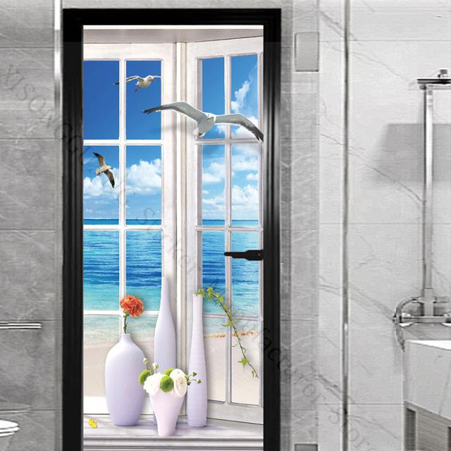 Наклейка на окно и внешнюю дверь для гостиной, спальни, сделай сам, самоклеящиеся обои, домашний декор, дверной плакат, ремонт, легко наклеивается