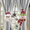 Santa Claus Snowman Curtain Tiebacks Set of 2 Curtain Holdback  Holiday Decor