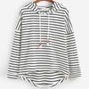 Pullover Shirt Stripe Printed Loose Polyester Stretchy Casual Women Hoodie for Home