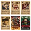 Anime One Piece Luffy 3 Billion Bounty Wanted Posters Four Emperors Kid Action Figures Vintage Wall Decoration Poster Toys