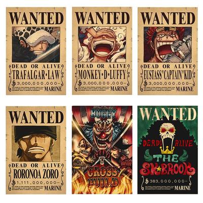 Аниме One Piece Луффи 3 миллиарда разыскиваемых плакатов Четыре императора детские фигурки винтажные настенные украшения плакат игрушки