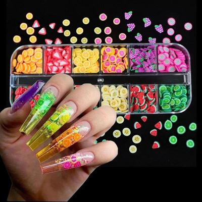 3D мини-фрукты для ногтей, ломтики фруктов, подвески, летние украшения, полимерная глина, чешуйчатые аксессуары, гель «сделай сам», лимон, клубника, принадлежности