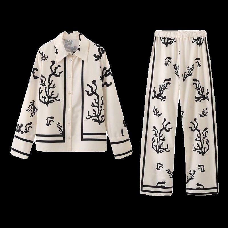 Fashion Style 2024 Spring/Summer New Arrival Female Fashion Dignified Sense of Design Easiest for Match Slim Looking Positioning Print Shirt Outfit