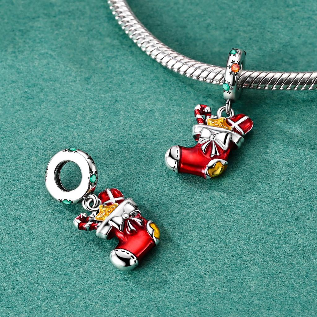 Оригинальные медные шармы Рождественские бусины Лось Подходит для браслета Шарм Сделай сам Модная бижутерия Женский кулон