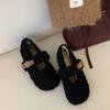 Модная женская обувь 2024 года, женские туфли Мэри Джейн на плоской подошве, повседневные, на плоской подошве, с неглубокой пряжкой, круглым носком, с мягкой подошвой, теплые женские туфли