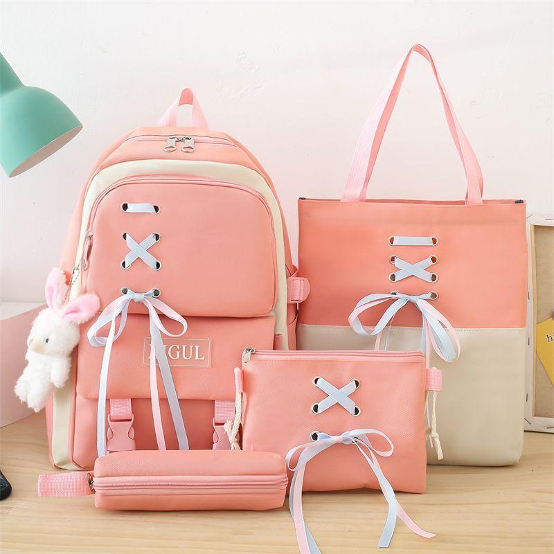 Instagram Canvas Backpack Korean Version of Middle School Backpack Minimalist Forest Series Large Capacity Backpack